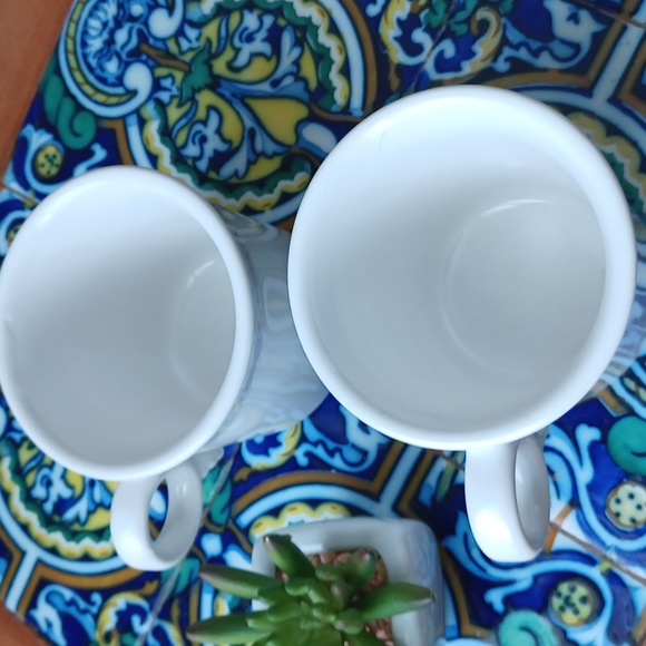 Fiesta Ware White Mugs Homer Laughlin Set of Two Signed Marked Bottoms - Picture 3 of 10